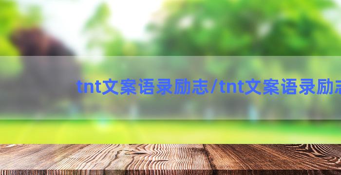 tnt文案语录励志/tnt文案语录励志