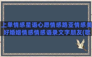 上单情感星语心愿情感路亚情感美好婚姻情感情感语录文字朋友(歌曲星语心愿表达情感)