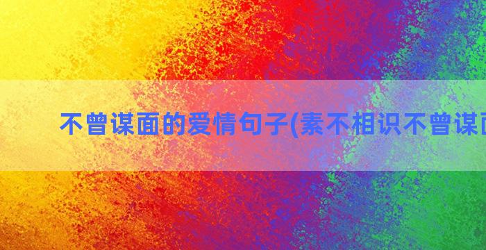 不曾谋面的爱情句子(素不相识不曾谋面下句)