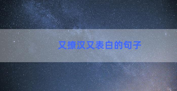 又撩汉又表白的句子