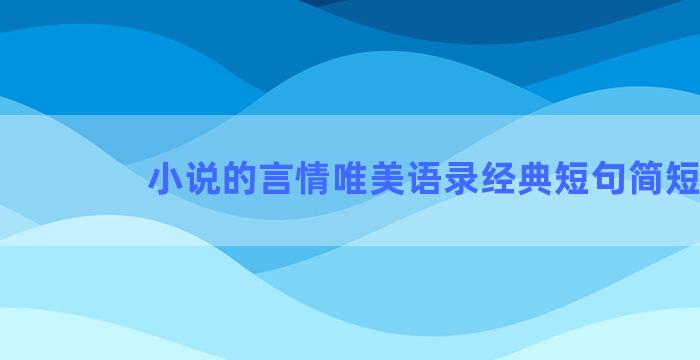 小说的言情唯美语录经典短句简短