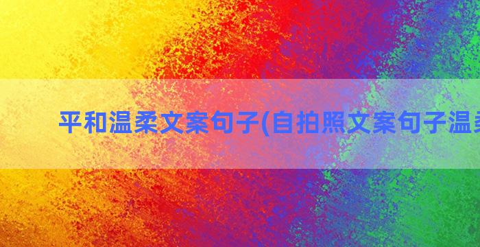 平和温柔文案句子(自拍照文案句子温柔干净)