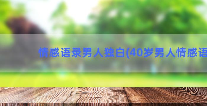 情感语录男人独白(40岁男人情感语录)