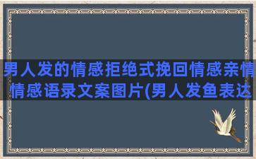 男人发的情感拒绝式挽回情感亲情情感语录文案图片(男人发鱼表达了什么情感)